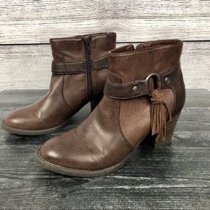 American Eagle Brown Leather Tassel Booties